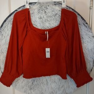 Anthropologie Smocked Puff Sleeved Top